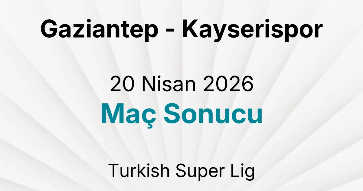 Gaziantep - Kayserispor 20 Nisan 2026 Maç Sonucu
